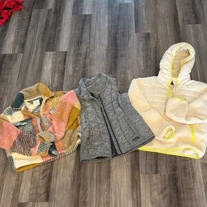 The North Face Ivory Sherpa Hoodie with Neon Yellow Trim